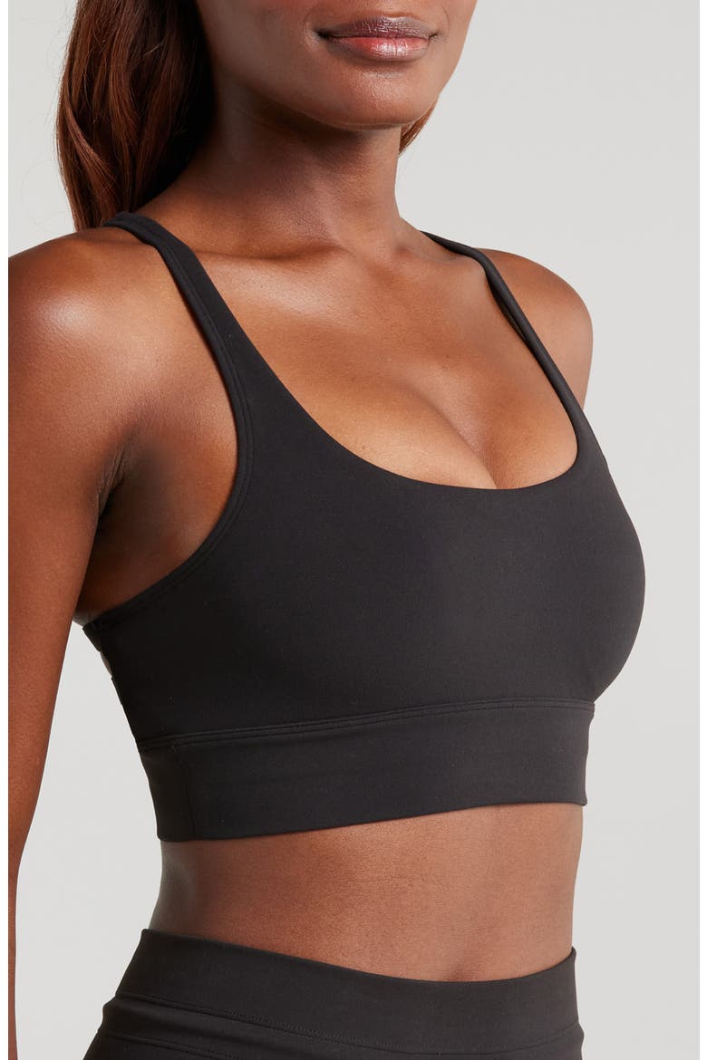 Yosemite Longline Sports Bra, Alternate, color, BLACK