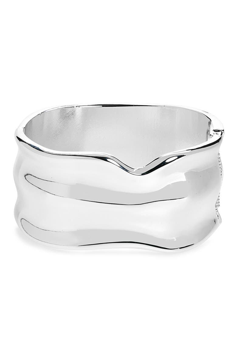 Molten Wide Hinged Cuff Bracelet, Main, color, SILVER
