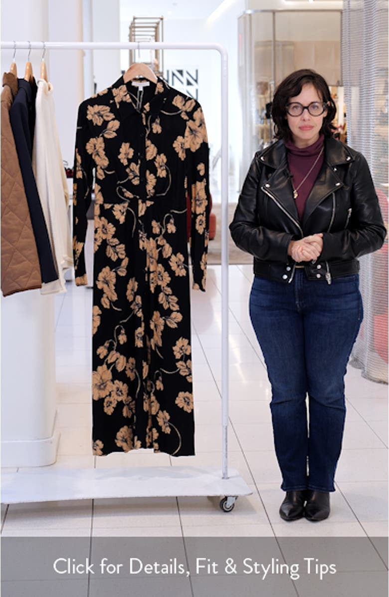 The Icon Floral Print Long Sleeve Shirtdress, sales video thumbnail