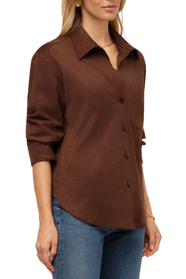 Leighton Ruched Sleeve Shirt, Alternate, color, WOOD