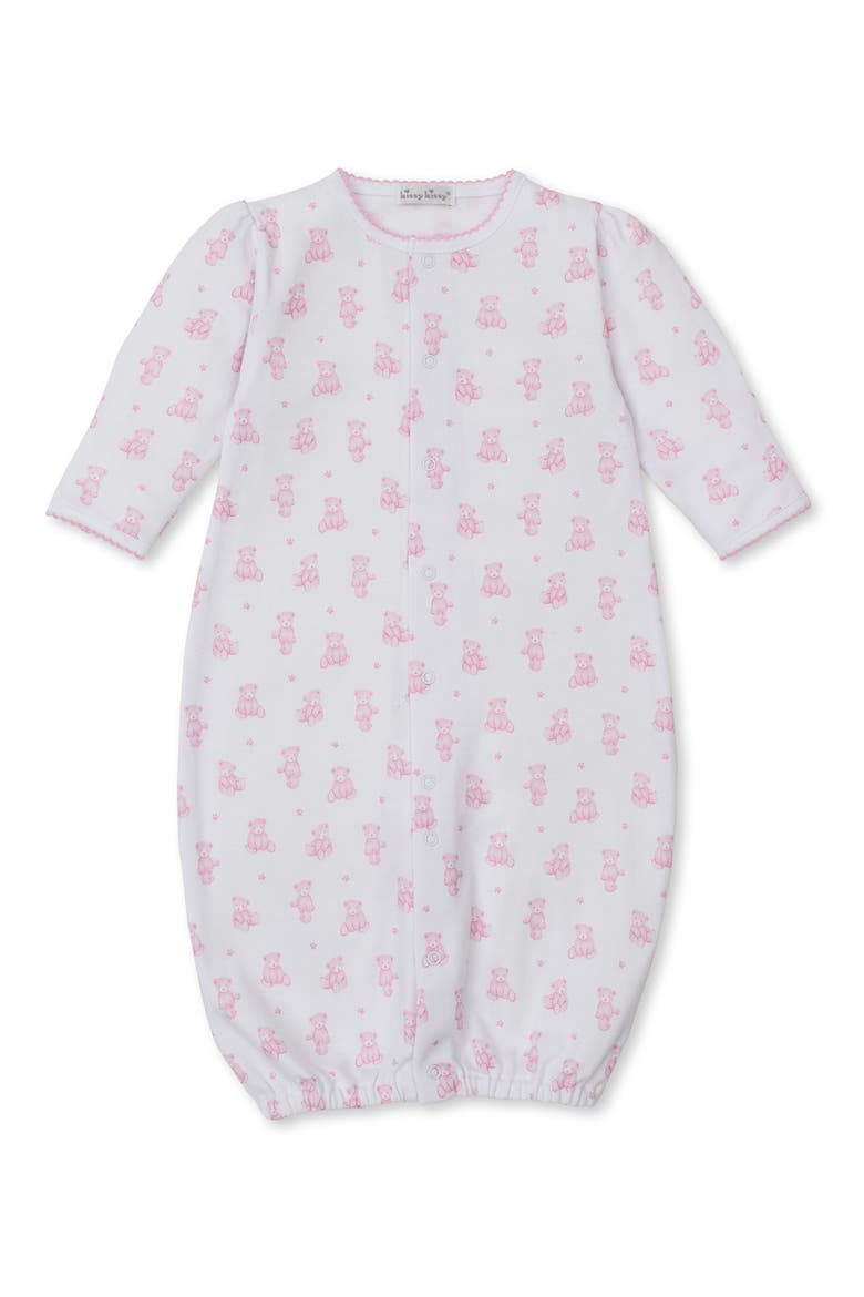 Teddy Bear Print Convertible Pima Cotton Gown, Alternate, color, PINK