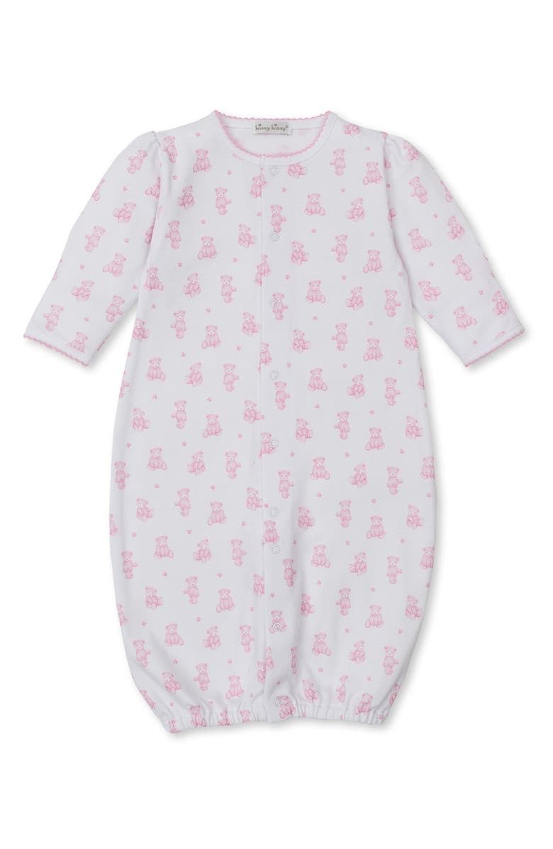 Kissy Kissy Teddy Bear Print Convertible Pima Cotton Gown, Alternate, color, Pink