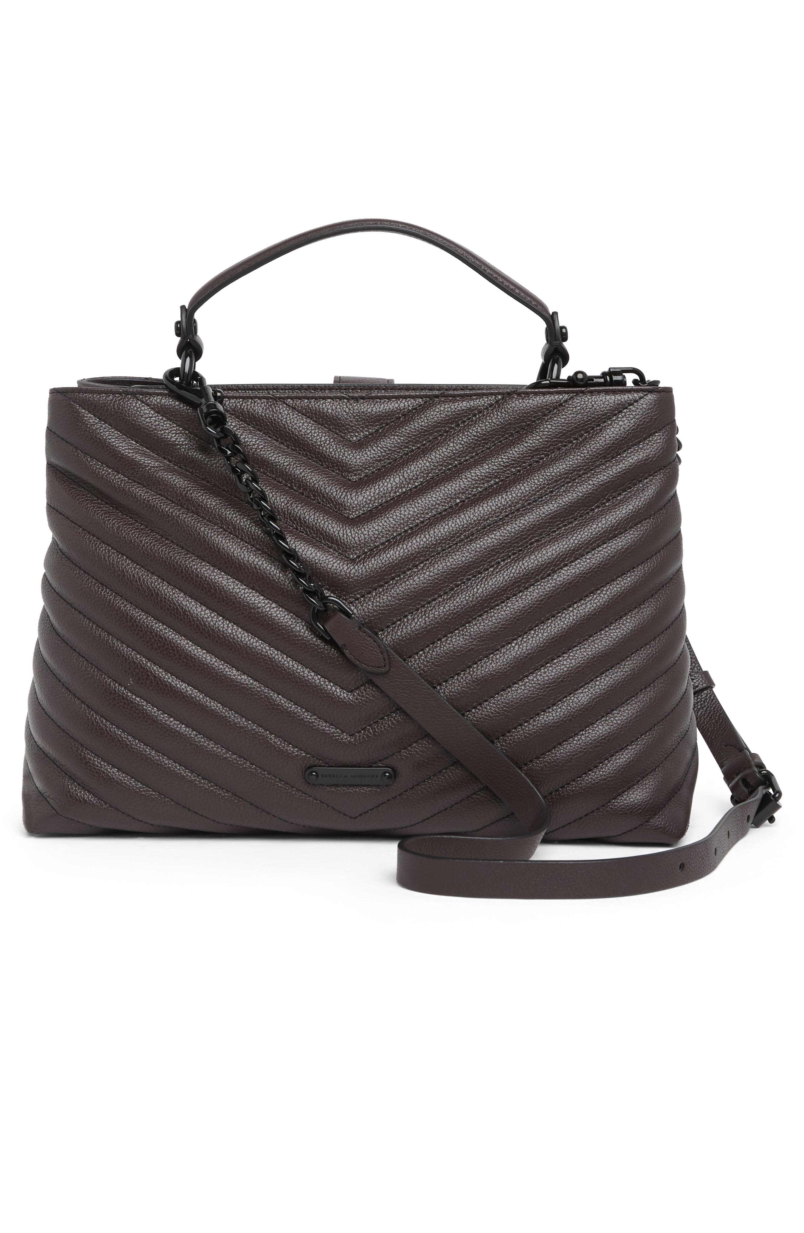 Rebecca Minkoff Edie Large Top Handle Leather Satchel, Alternate, color, 