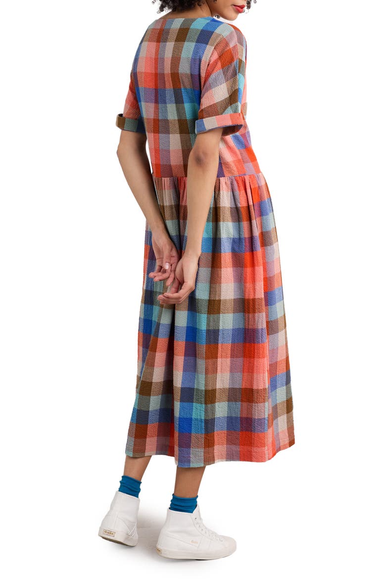 Brouse Check Organic Cotton Midi Dress, Alternate, color, GARDEN PAINTING MULTI