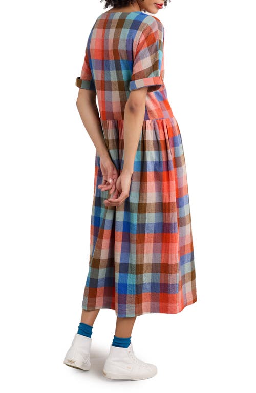SEASALT CORNWALL SEASALT CORNWALL BROUSE CHECK ORGANIC COTTON MIDI DRESS