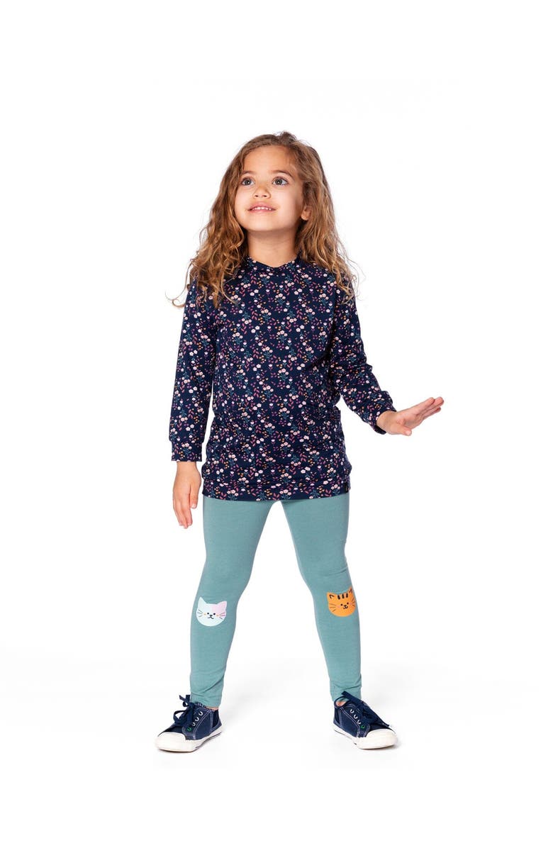 Deux par Deux Tunic and Leggings Set, Main, color, Navy Floral