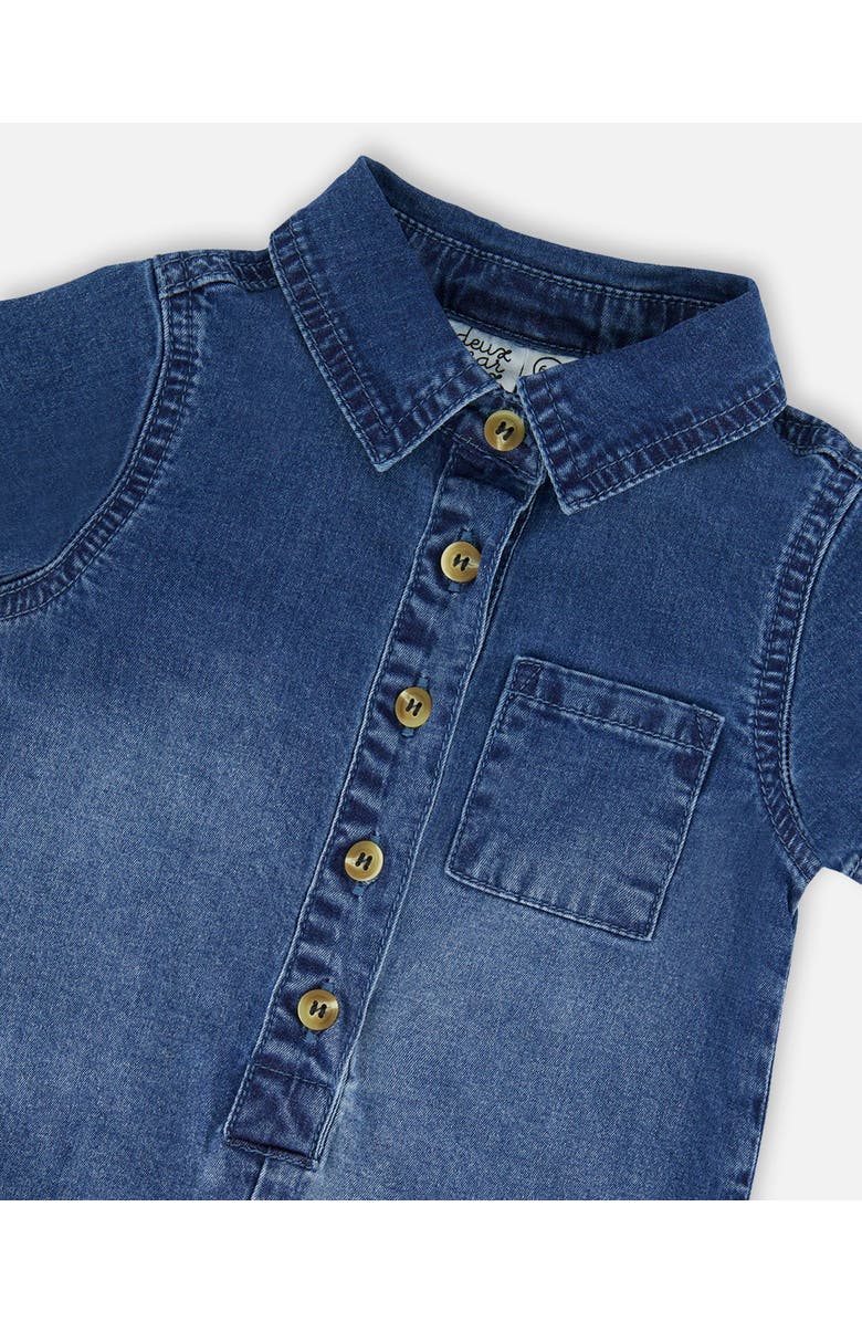 Deux par Deux Baby Boy's One-Piece Denim Romper Dark Denim Blue, Alternate, color, Dark Denim Blue
