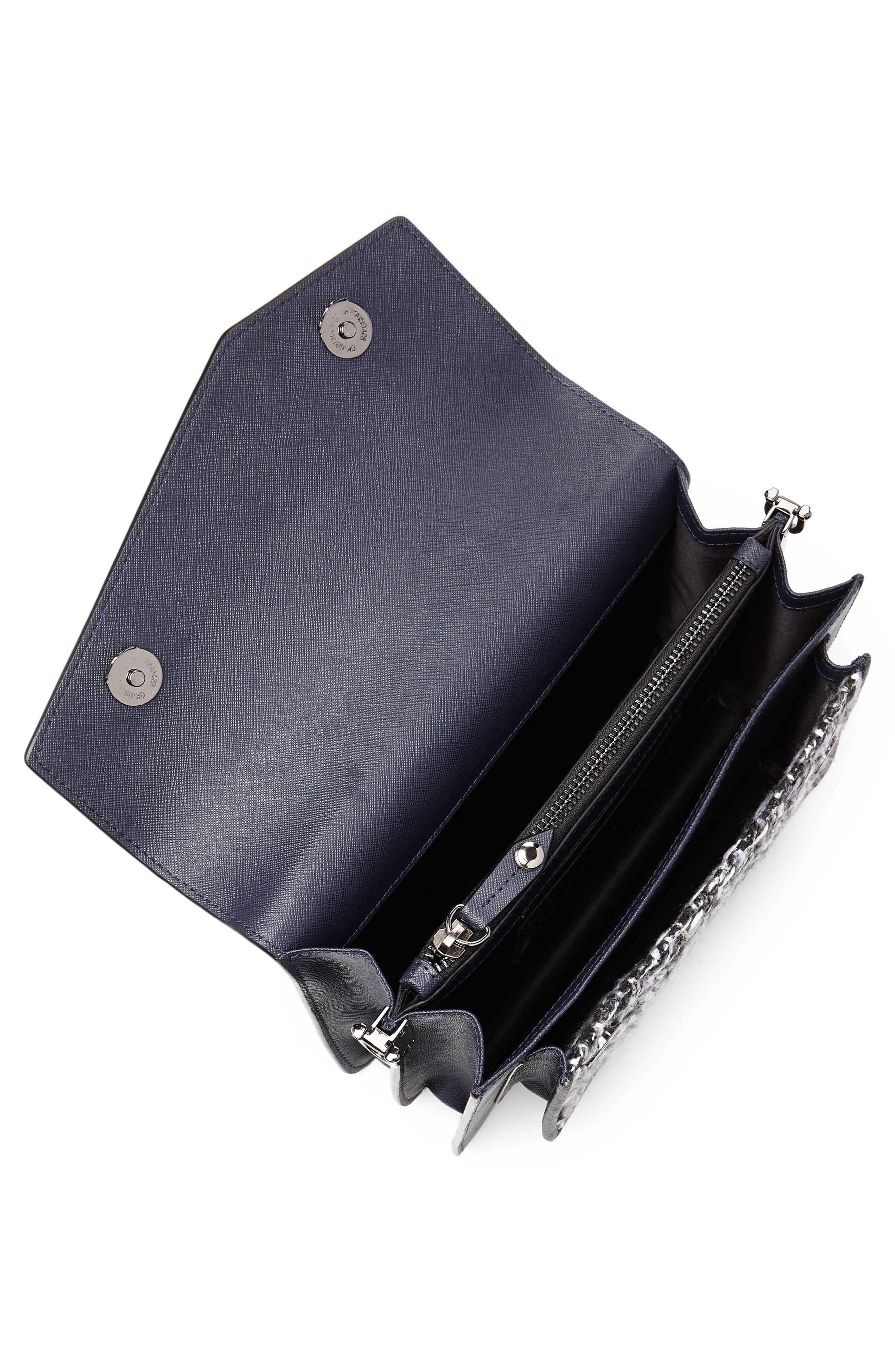Cobble Hill Calfskin Leather Crossbody Bag, Alternate, color, NAVY TWEED