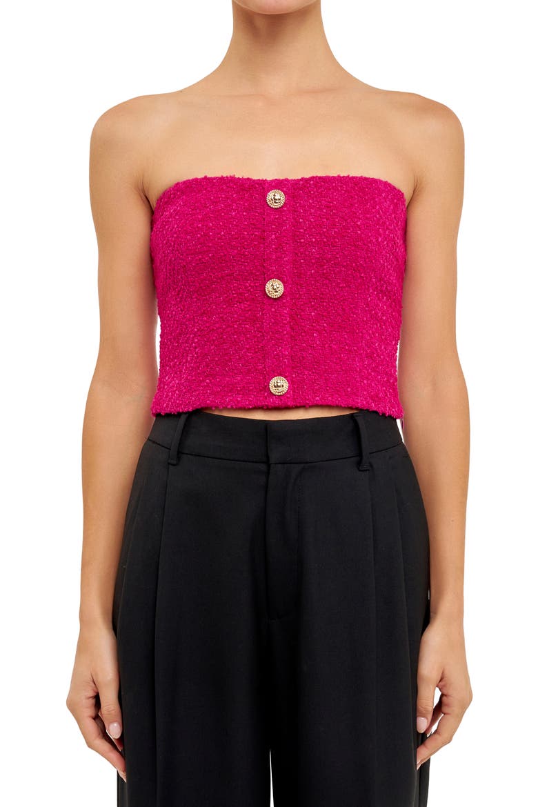 Strapless Crop Top, Alternate, color, BERRY