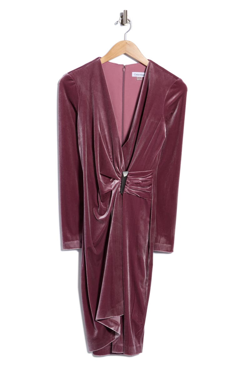Long Sleeve Velvet Dress, Alternate, color, DUSTY ROSE