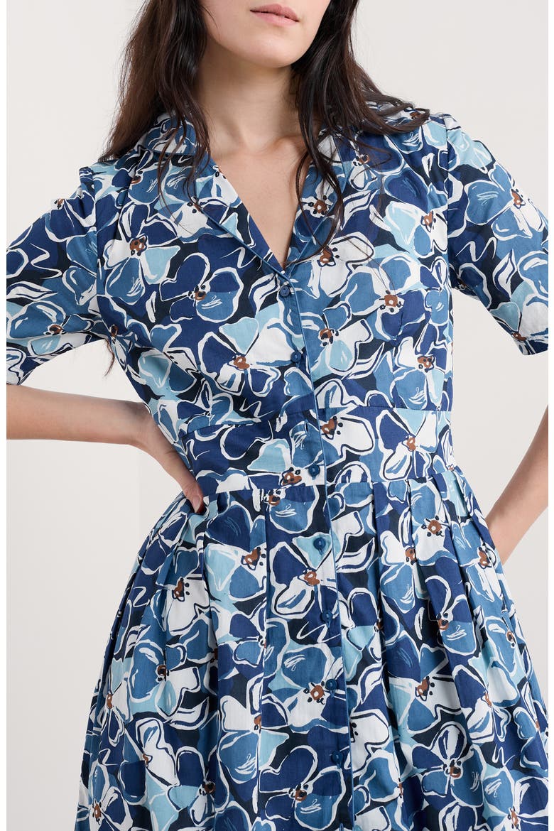 Floral Print Organic Cotton Midi Shirtdress, Alternate, color, CAMPION BLOOM WASHED MARINE