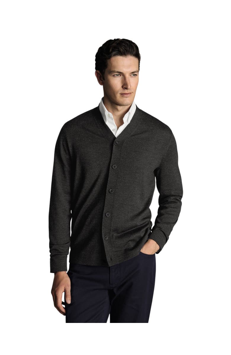 Charles Tyrwhitt Merino Button Up Cardigan, Main, color, Gray