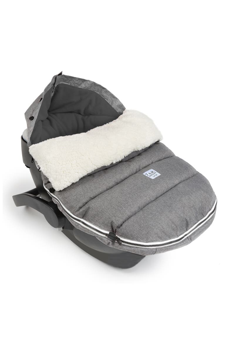 LambPOD Water Repellent Faux Shearling Car Seat/Stroller Bunting, Alternate, color, HEATHER GREY