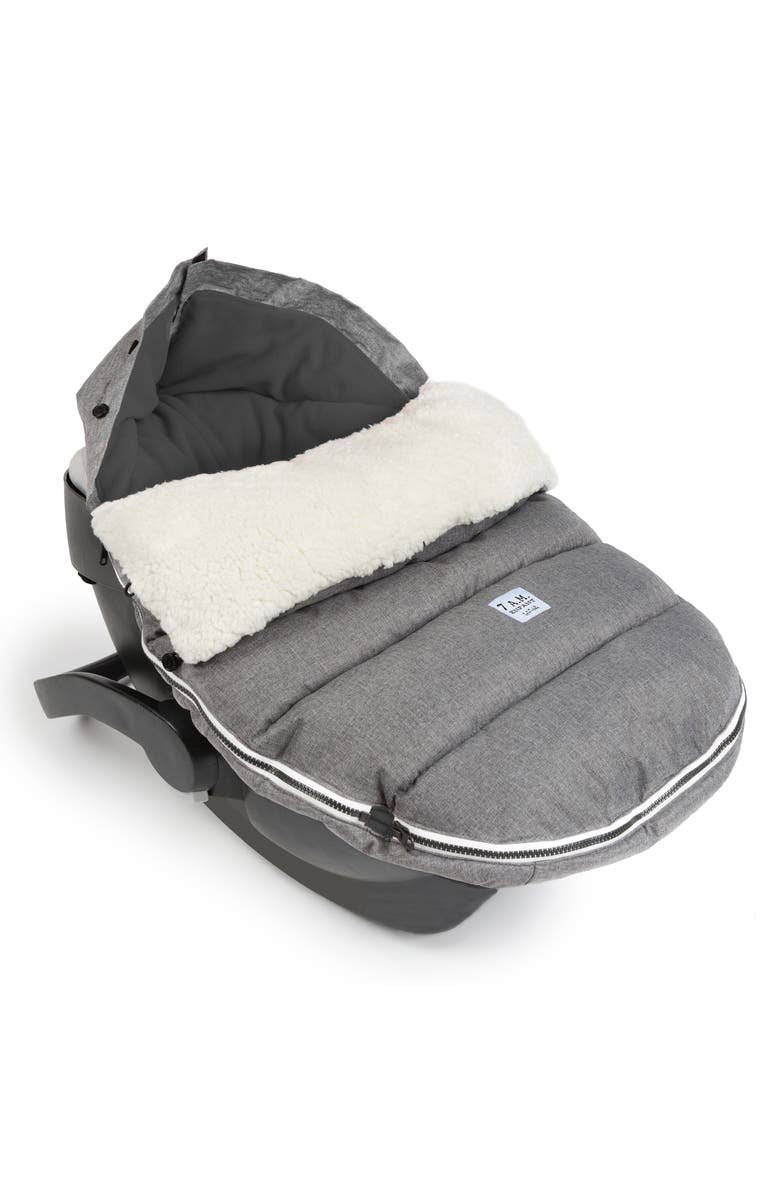 7 A.M. Enfant LambPOD Water Repellent Faux Shearling Car Seat/Stroller Bunting, Alternate, color, Heather Grey