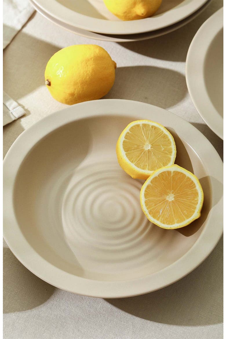 Orbit Stoneware 12-Piece Dinnerware Set with Pasta Bowls, Alternate, color, Beige