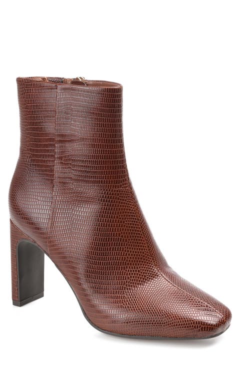 Sarla Lizard Embossed Block Heel Bootie (Women)