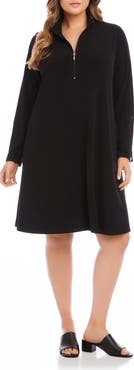 Karen Kane Half Zip Long Sleeve Travel Jersey Dress