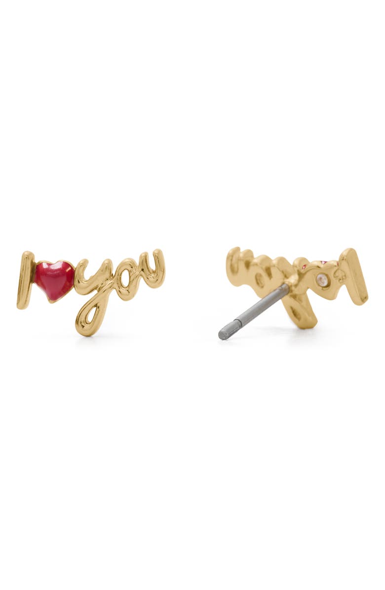 Kate Spade New York i love you stud earrings, Alternate, color, Gold