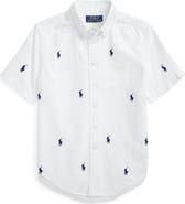 Polo Ralph Lauren Kids' Polo Embroidered Short Sleeve Cotton Button-Down Shirt