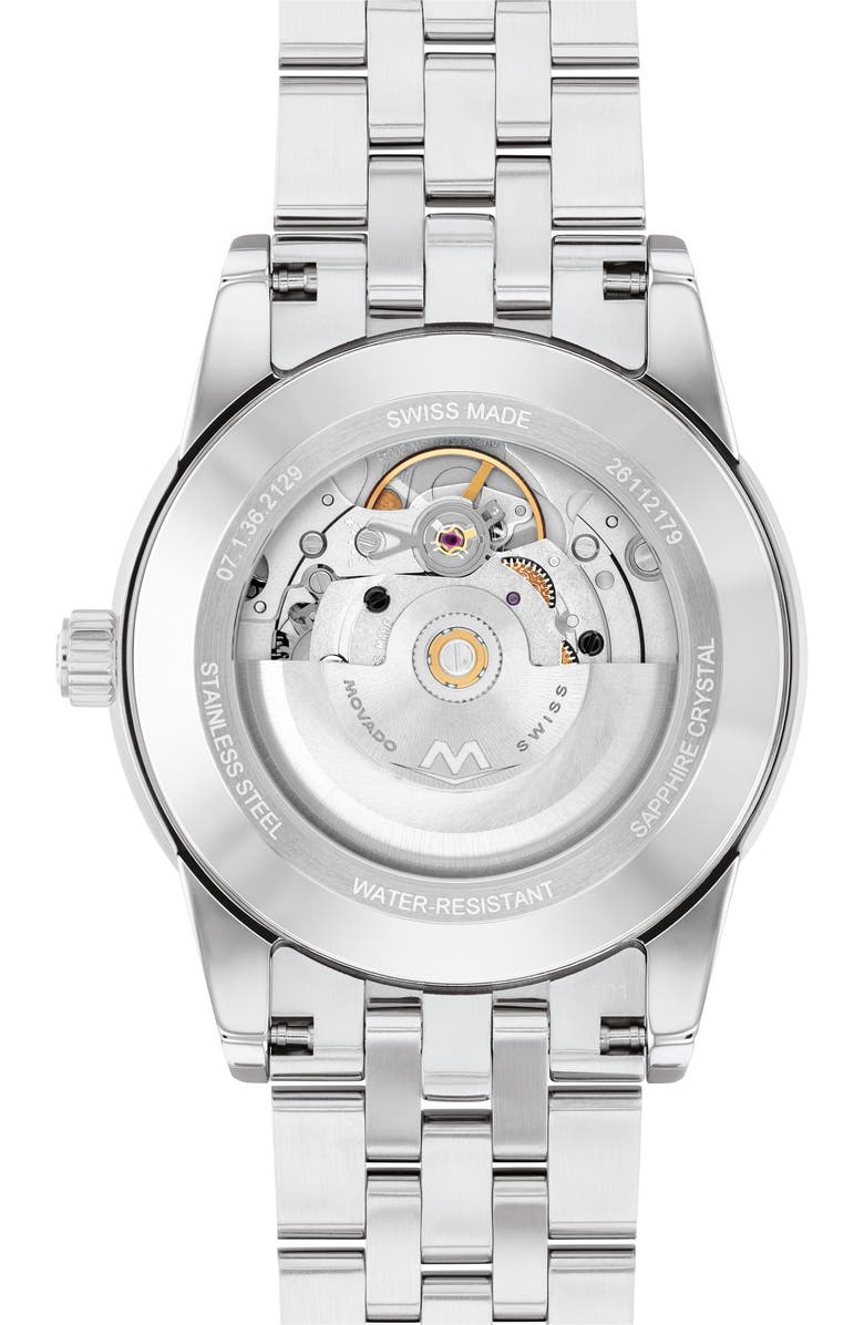 Movado Museum Classic Automatic Bracelet Watch, 40mm, Alternate, color, Black/ Silver