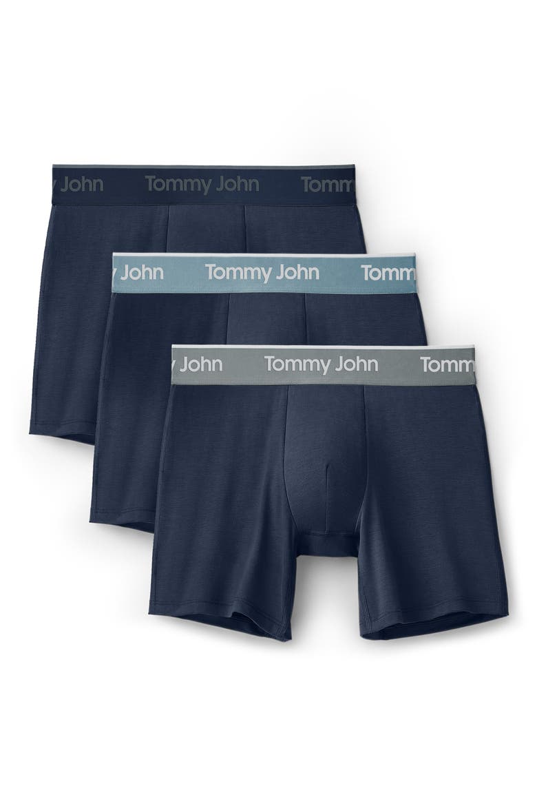 3-Pack Second Skin 6-Inch Stretch Modal Boxer Briefs, Main, color, DRESS BLUES MULTI