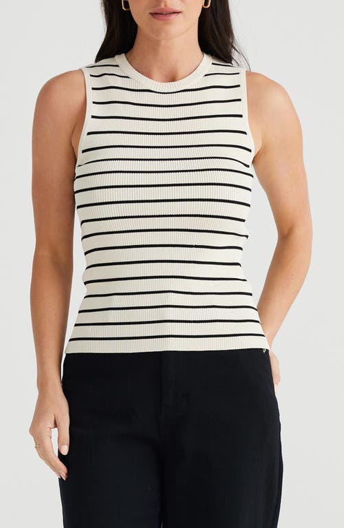 Brave+True Tori Rib Stripe Tank in Cream W Black Stripe 