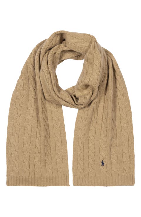 Cable Knit Wool Blend Scarf
