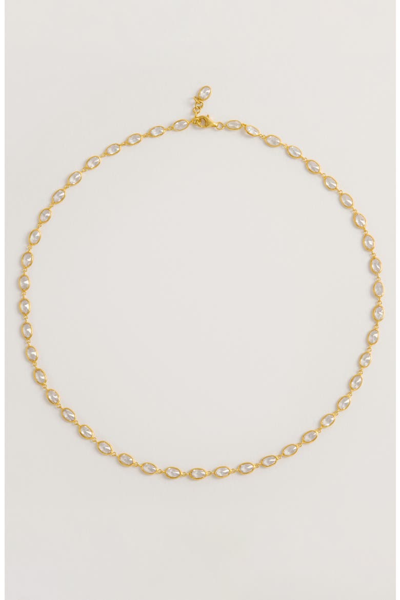 Oval Crystal Framed Necklace, Alternate, color, Gold