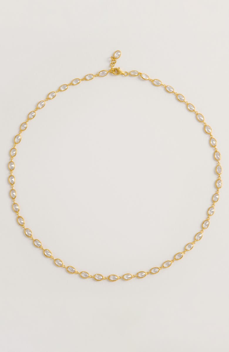 Freya Rose Oval Crystal Framed Necklace, Alternate, color, Gold
