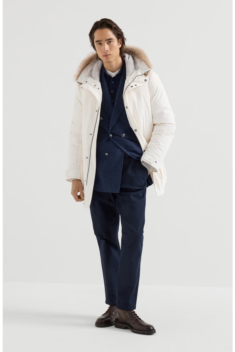 Stretch Bonded Nylon Parka With Thermore® Padding And Shearling Insert, Alternate, color, Off-White