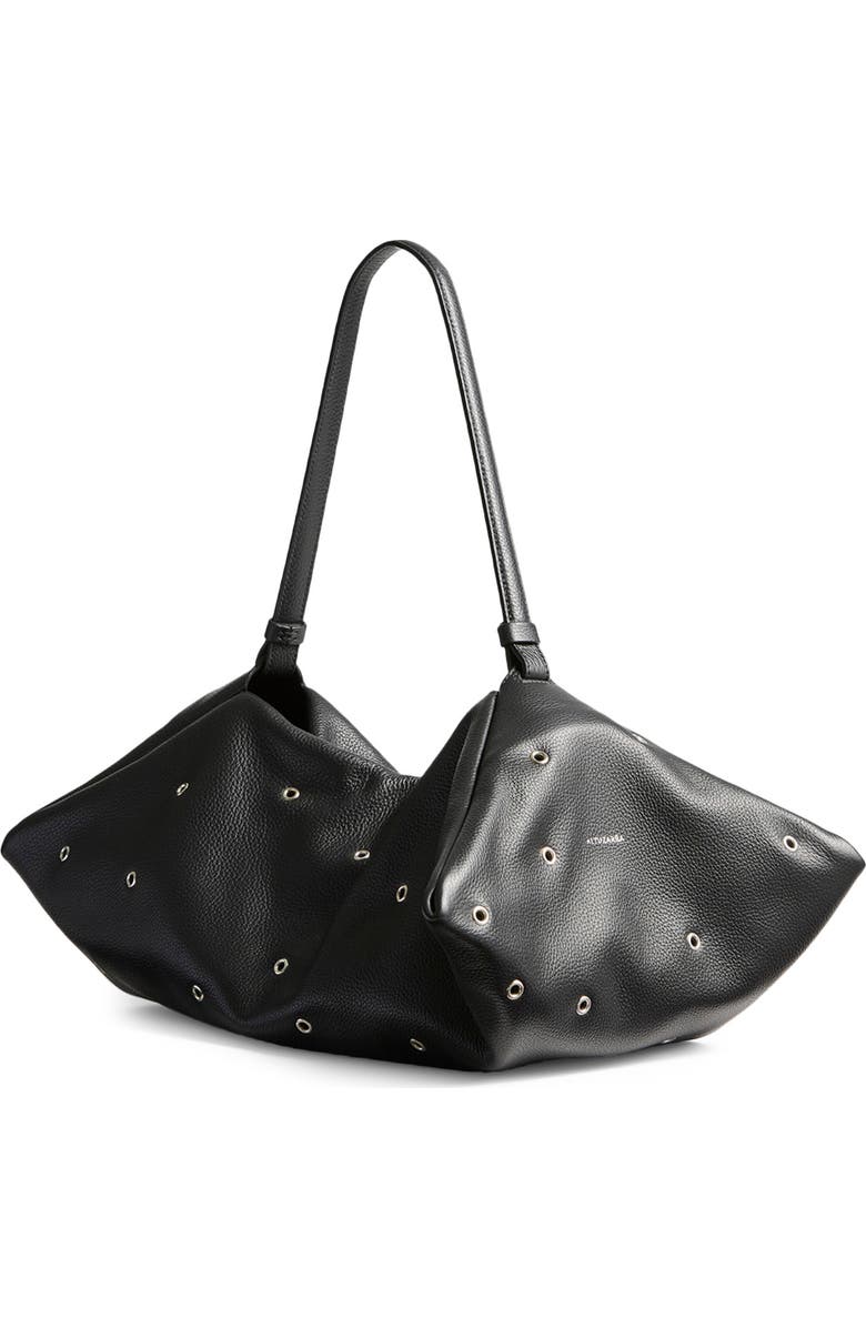 Altuzarra Origami Grommet Studded Leather East/West Bag, Alternate, color, 381001 Black/ Silver