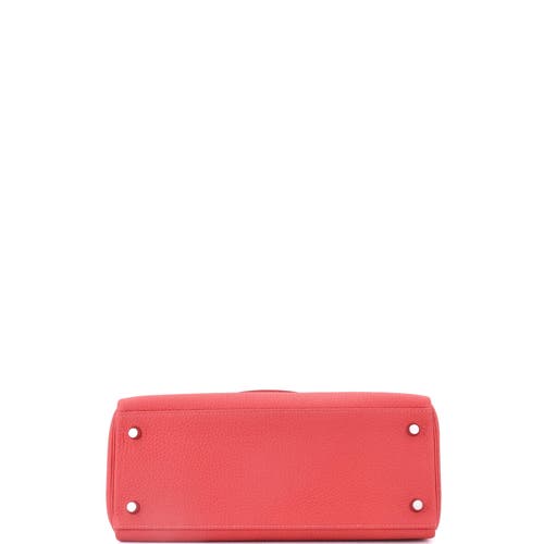 Pre-owned Hermes Hermes Kelly Handbag Red Clemence With Palladium Hardware 28