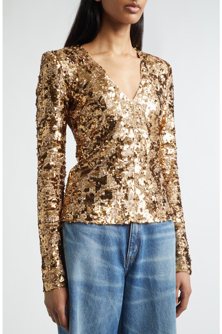 Megan Stretch Sequin Top, Alternate, color, COPPER