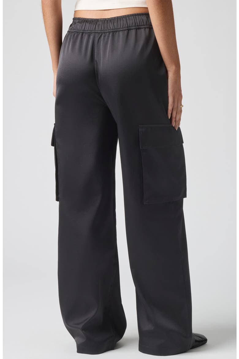 Satin Cargo Pants, Alternate, color, BLACK
