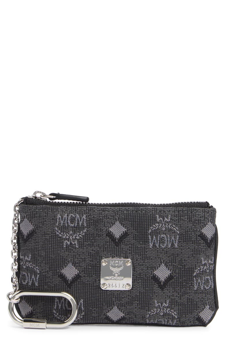 MCM Aren Monogram Wallet, Main, color, Dark Grey