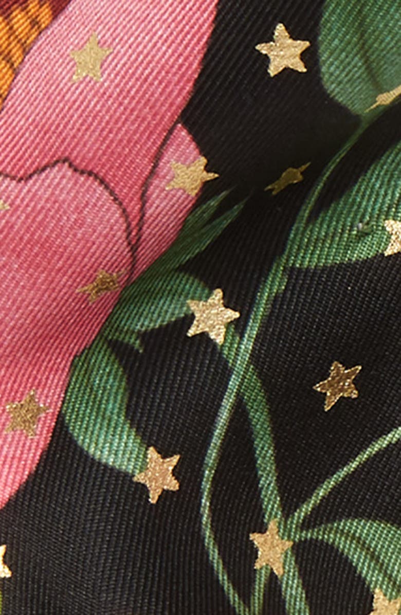 Gucci Goldy Floral & Star Print Silk Skinny Scarf, Alternate, color,