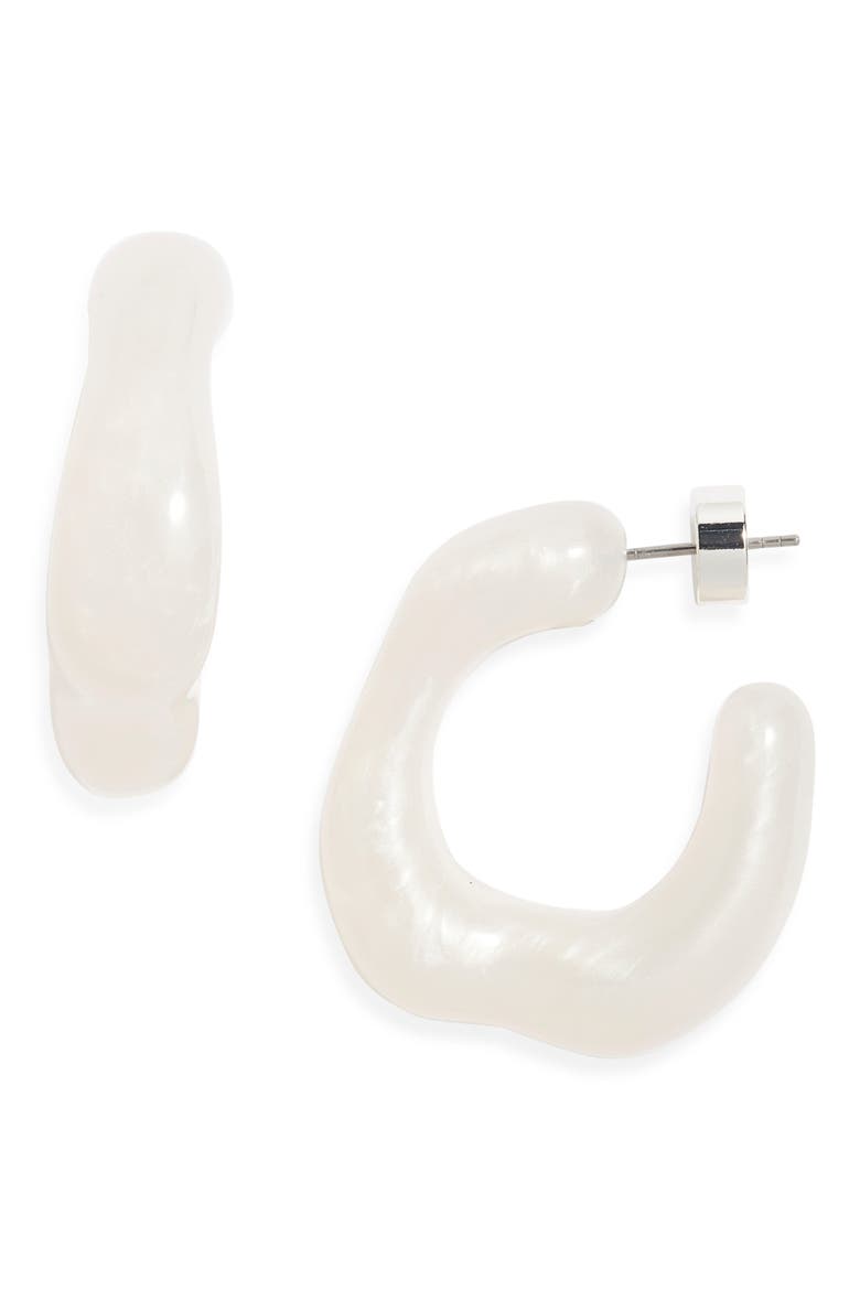 Resin Curved Hoop Earrings, Main, color, IVORY