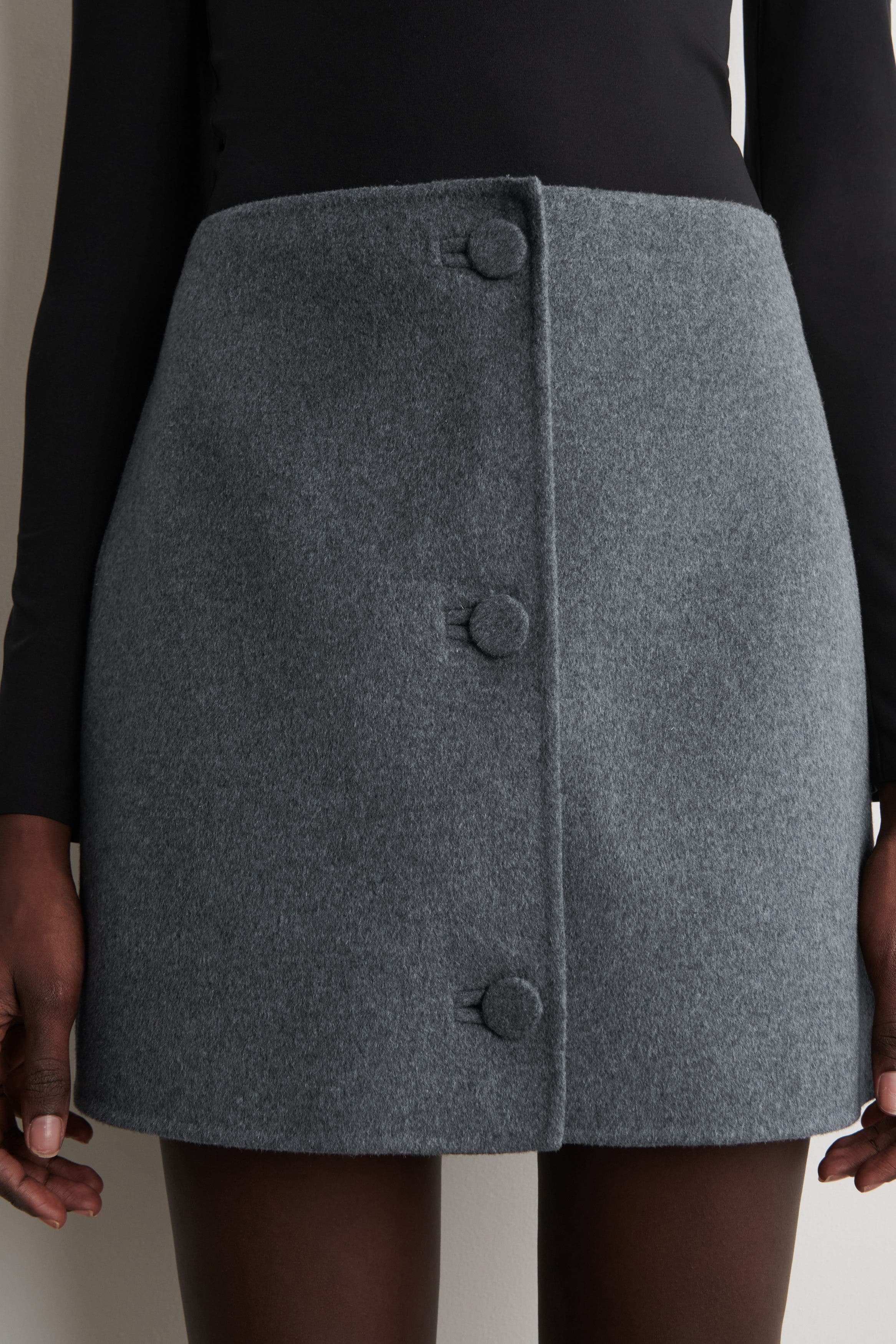 Buttoned Double-Faced Wool Mini Skirt - image 2