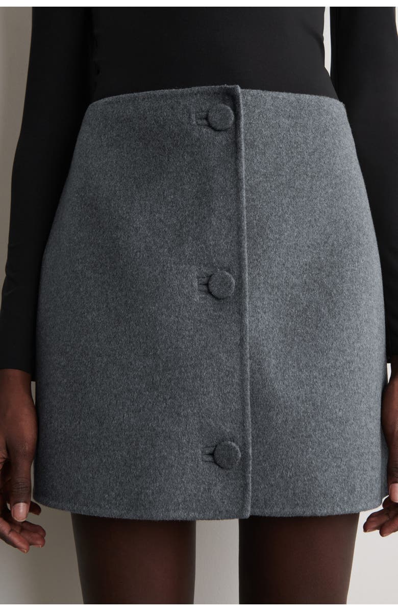 COS Buttoned Double-Faced Wool Mini Skirt, Alternate, color, Gray