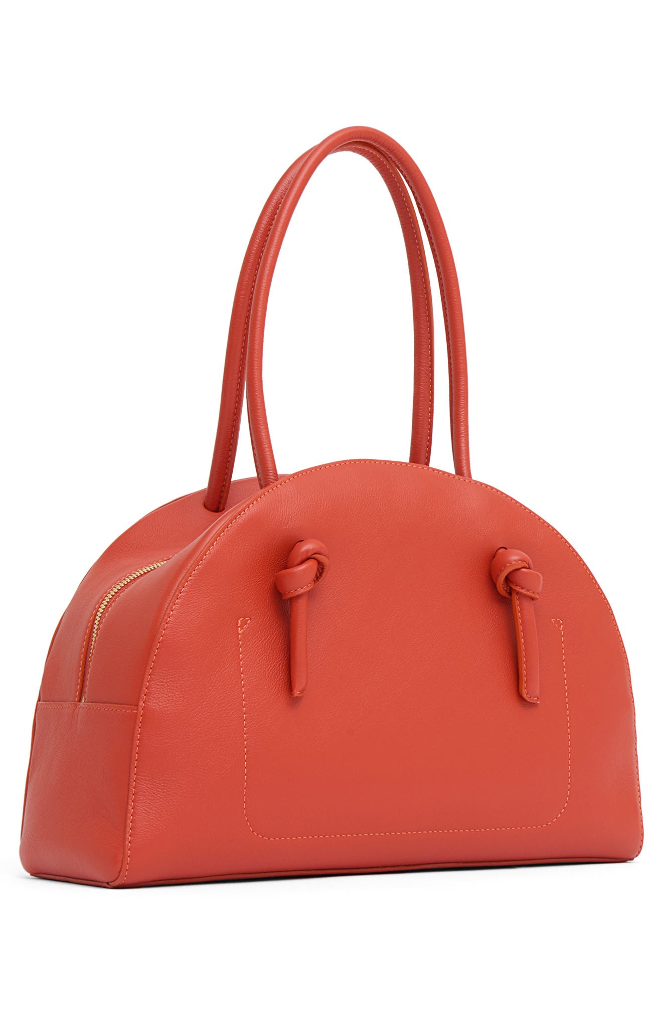 Fortuna Leather Bowling Bag, Alternate, color, POMODORO