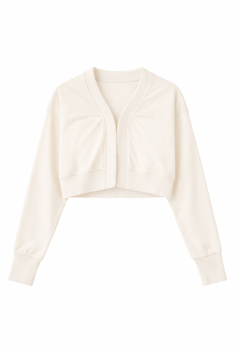 Rib Knit V-Neck Hook-and-Eye Cardigan