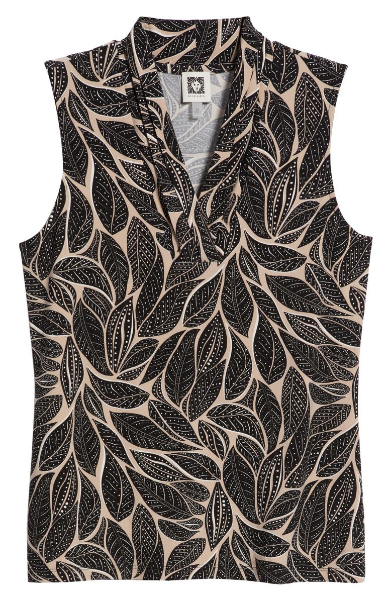 Anne Klein Leaf Print Sleeveless Top, Alternate, color, Anne Black/ Latte