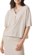 Splendid Brooke Stripe Short Sleeve Half Zip T-Shirt