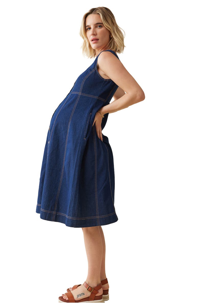 Ingrid & Isabel CONTRAST THREAD CHAMBRAY DRESS, Alternate, color, Indigo