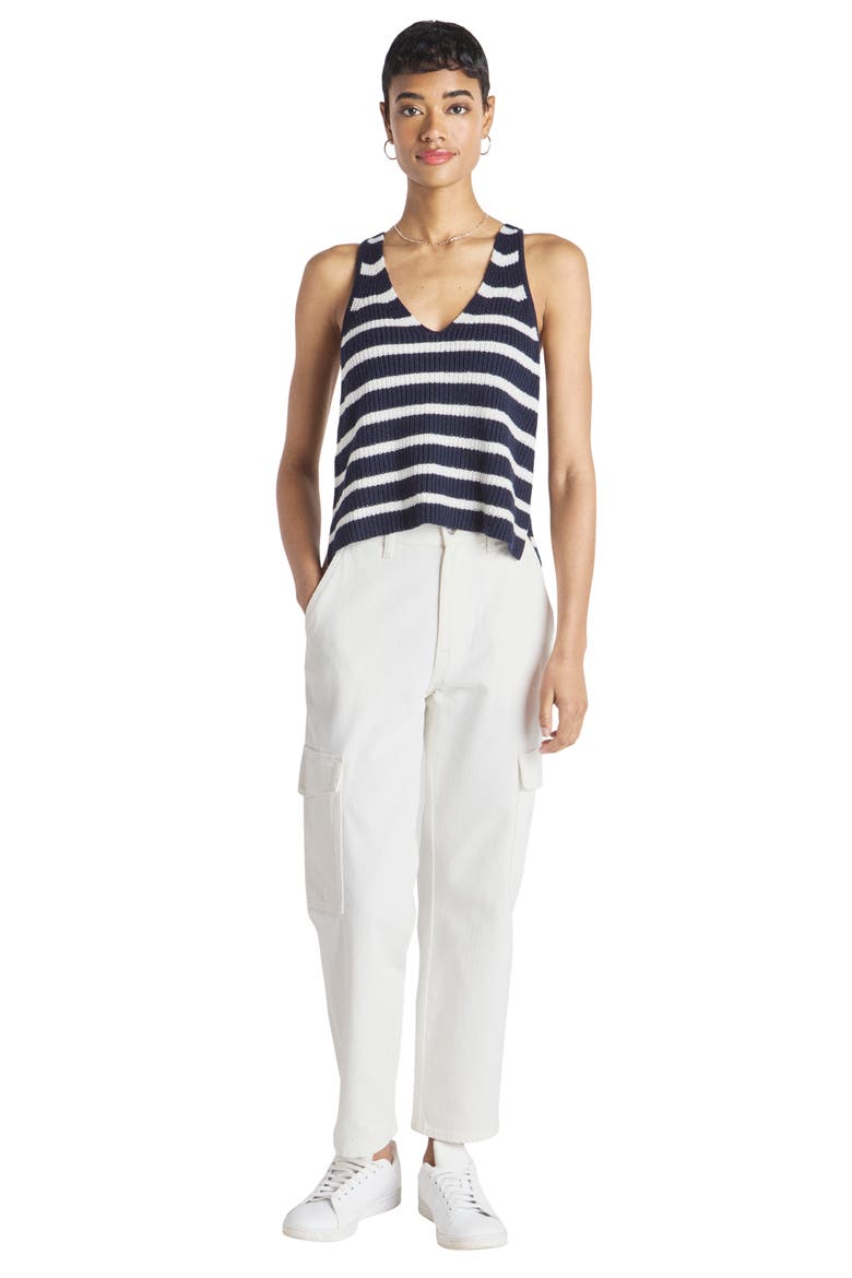 Deirdre Stripe Cotton Sweater Tank, Alternate, color, NAVY/ WHITE