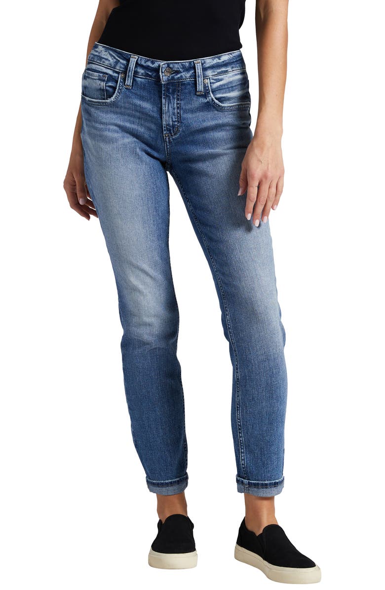 Silver Jeans Co. Mid Rise Slim Boyfriend Jeans, Main, color,