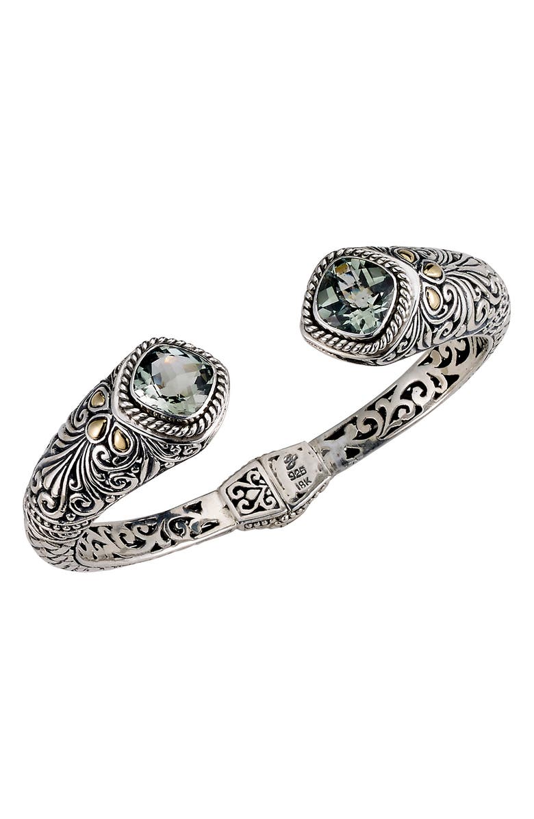 SAMUEL B. 18K Gold & Sterling Silver Bangle, Main, color, Green