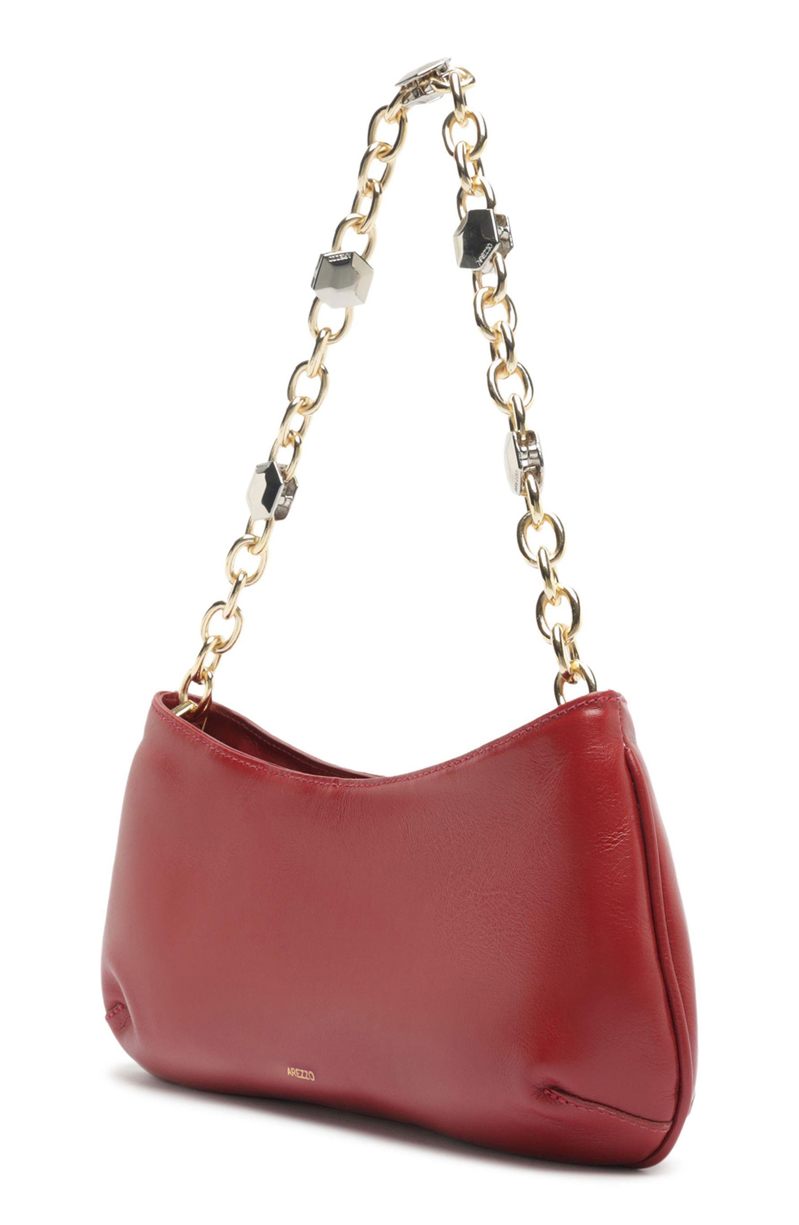 Small Luna Baguette Leather Shoulder Bag, Alternate, color, PASSION RED