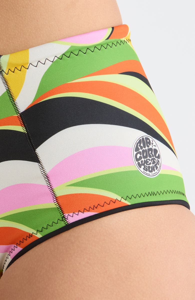 Rip Curl x FARM Rio G-Bomb 1.5mm Neoprene Wetsuit Shorts, Alternate, color, Neon Waves