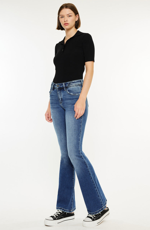 Kancan Marline Mid Rise Flare Jeans In Multi